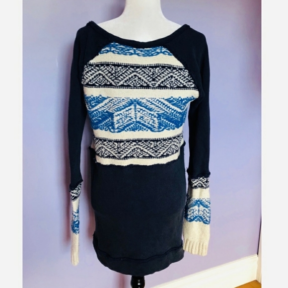 Free People Blue White Nordic Sweater - Picture 3 of 10